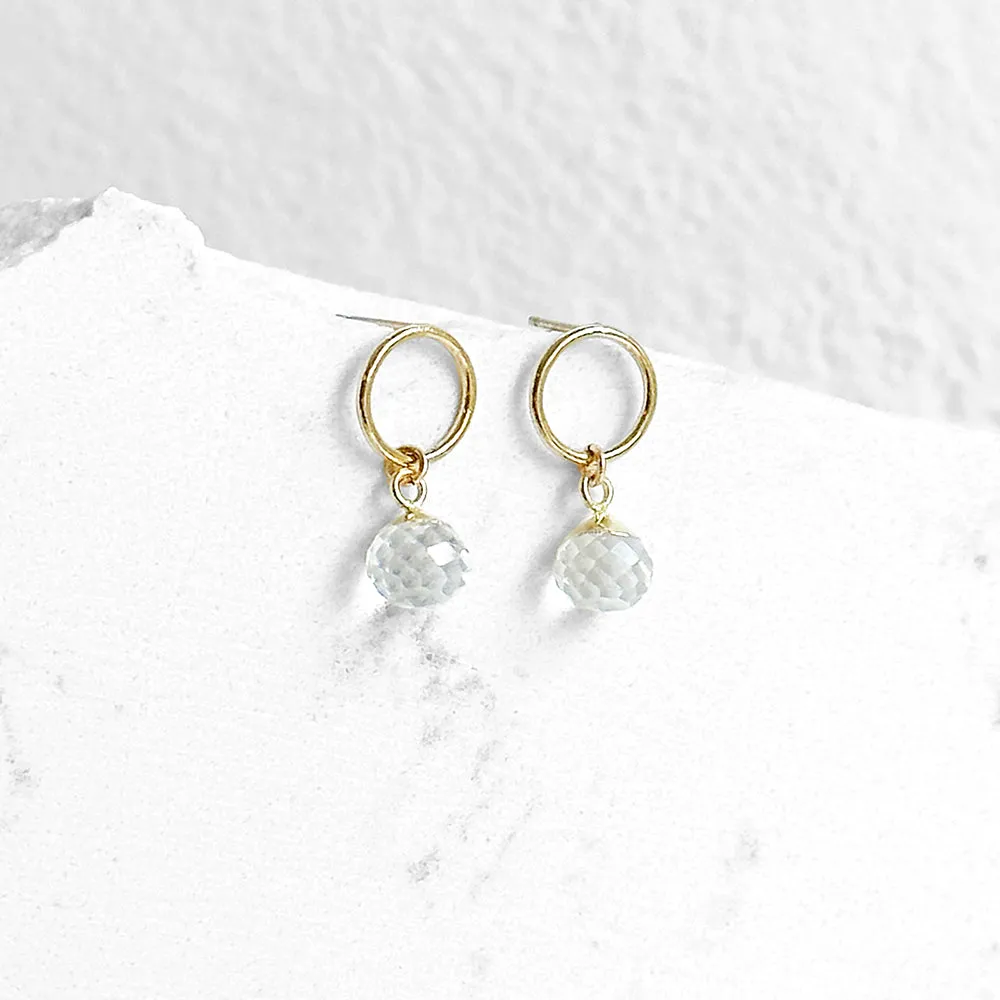 Crystal Quartz Circle Dangle Earrings
