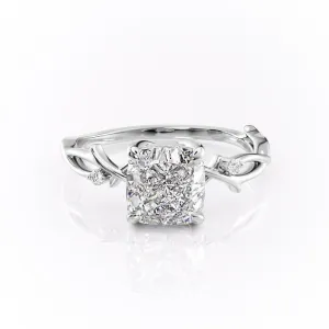 Cushion Cut Moissanite Engagement Ring, Twig Design