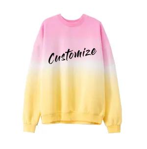 Custom Text Ombre Pink Yellow Tie Dye Sweatshirt