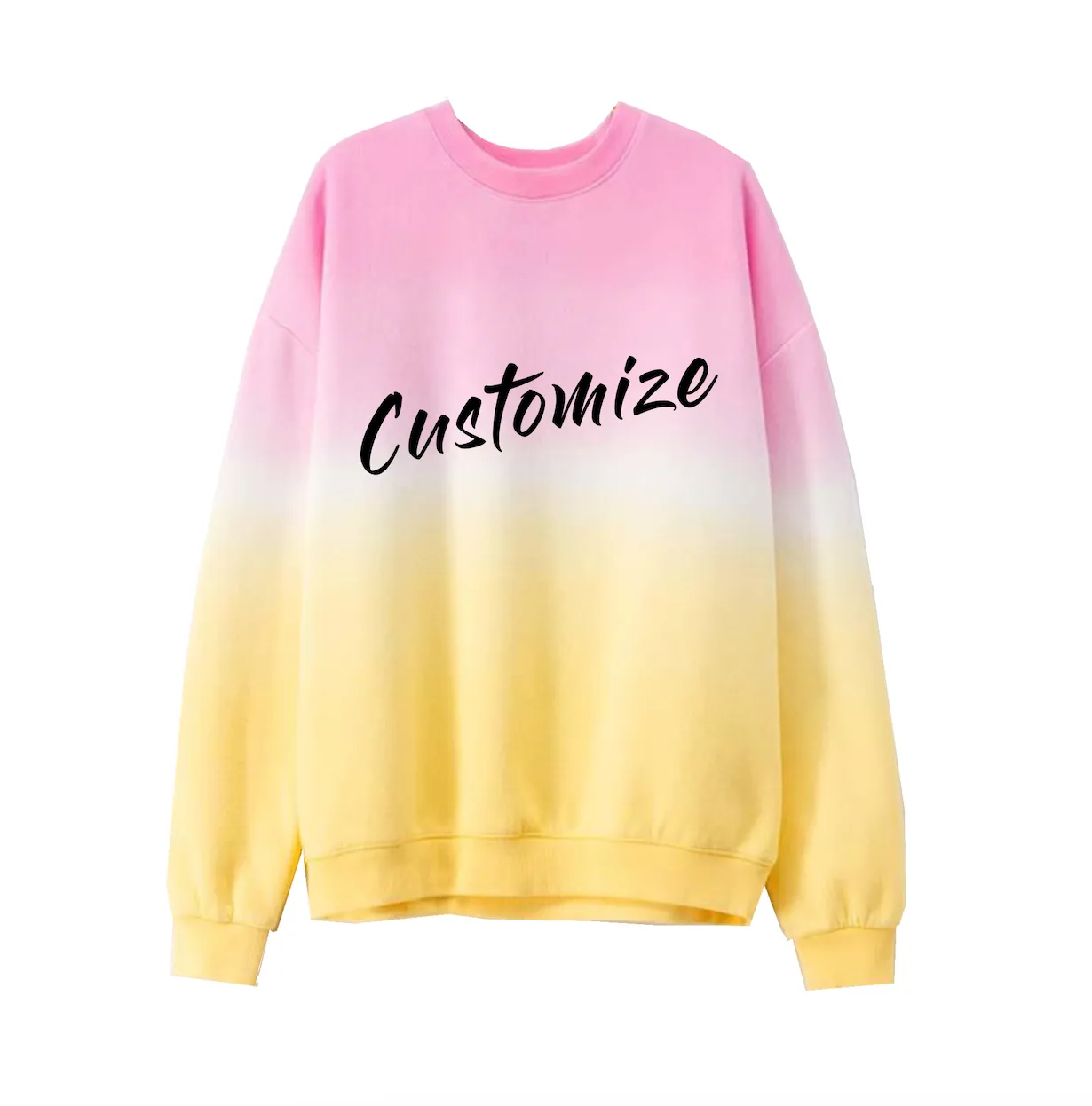 Custom Text Ombre Pink Yellow Tie Dye Sweatshirt
