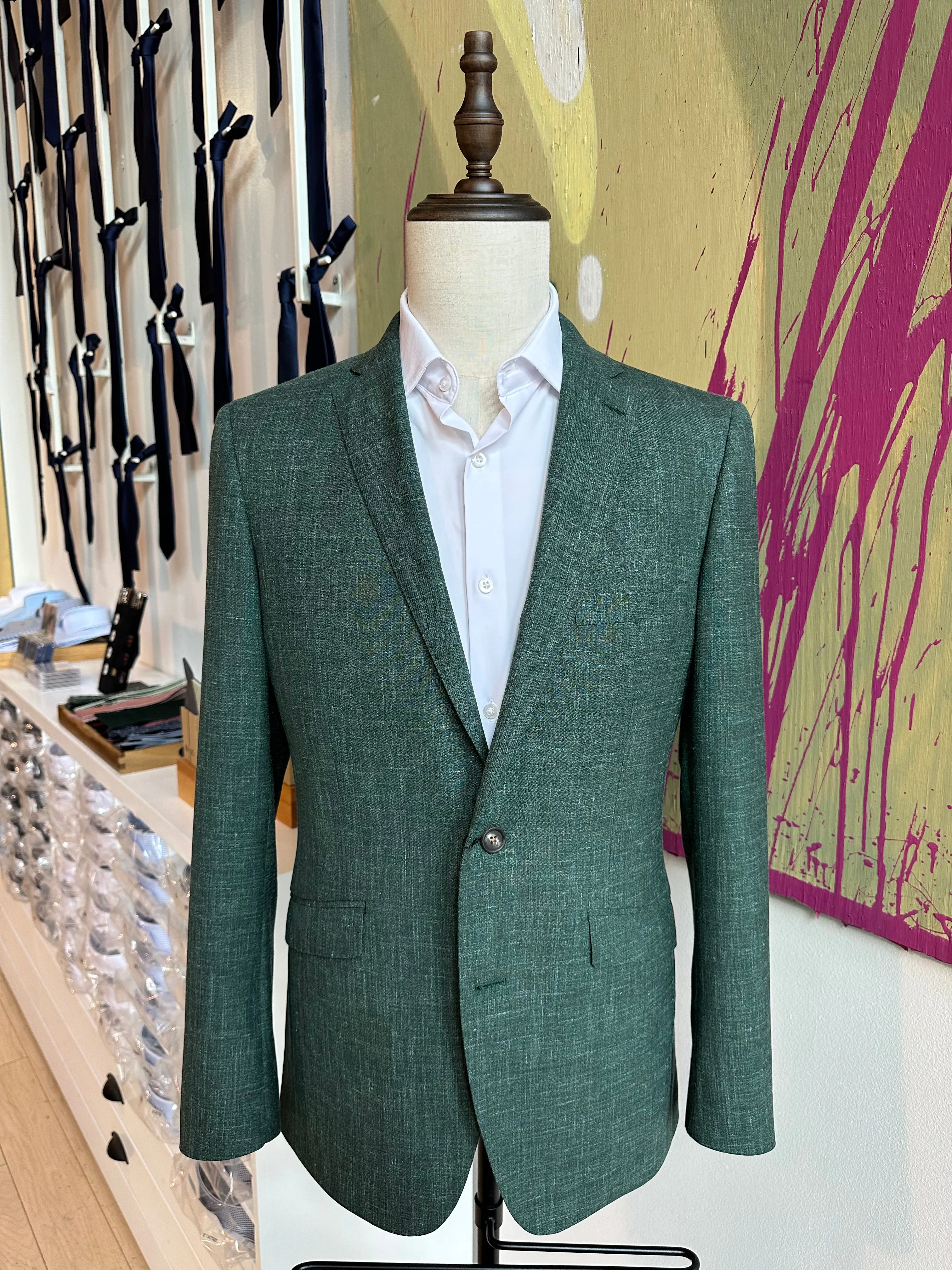 Dark Green Linen Blend Luxury Suit