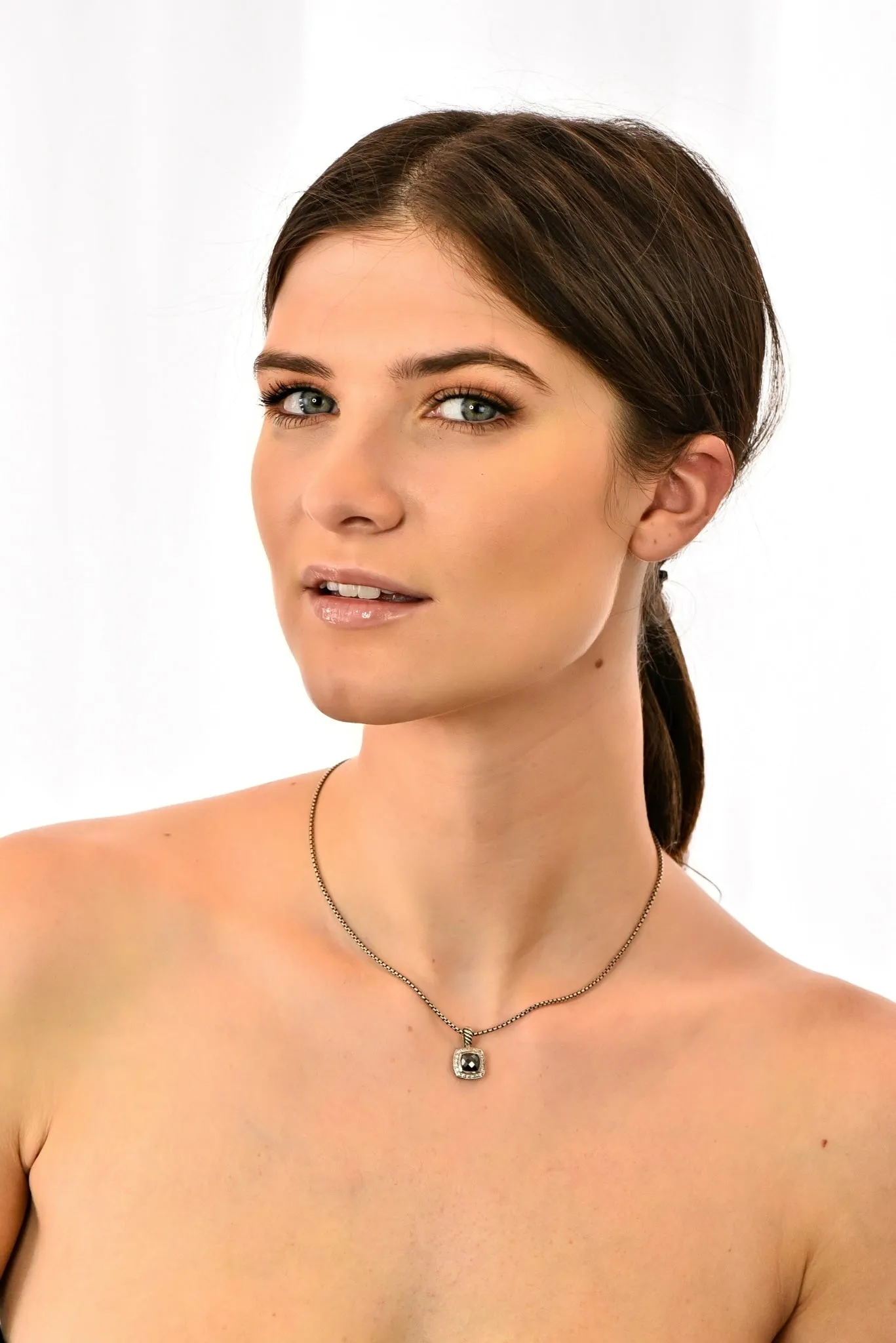 David Yurman Hematite Diamond Sterling Silver Petite Albion Pendant Necklace