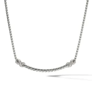 David Yurman Petite X Bar Necklace with Pave Diamonds