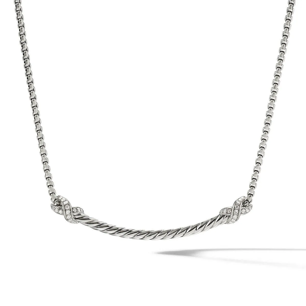 David Yurman Petite X Bar Necklace with Pave Diamonds