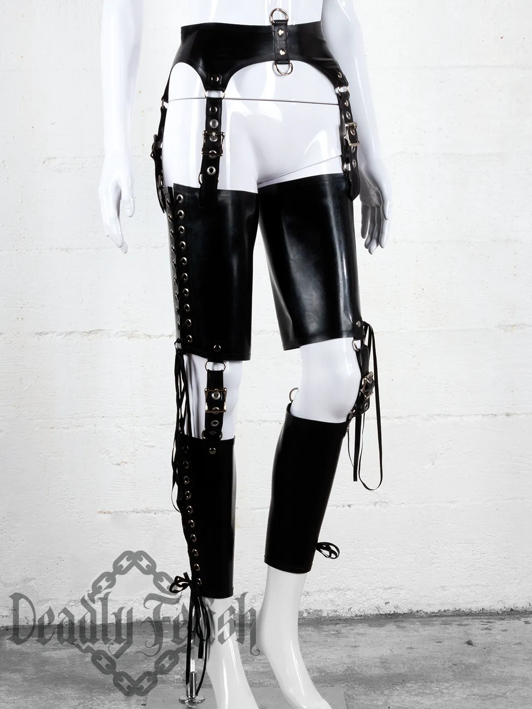 Deadly Fetish Latex: Harness Addition #06 Lower Side Laced Leg Braces