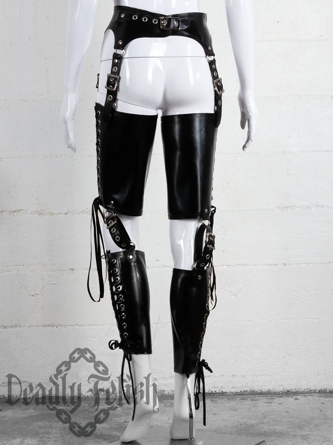 Deadly Fetish Latex: Harness Addition #06 Lower Side Laced Leg Braces