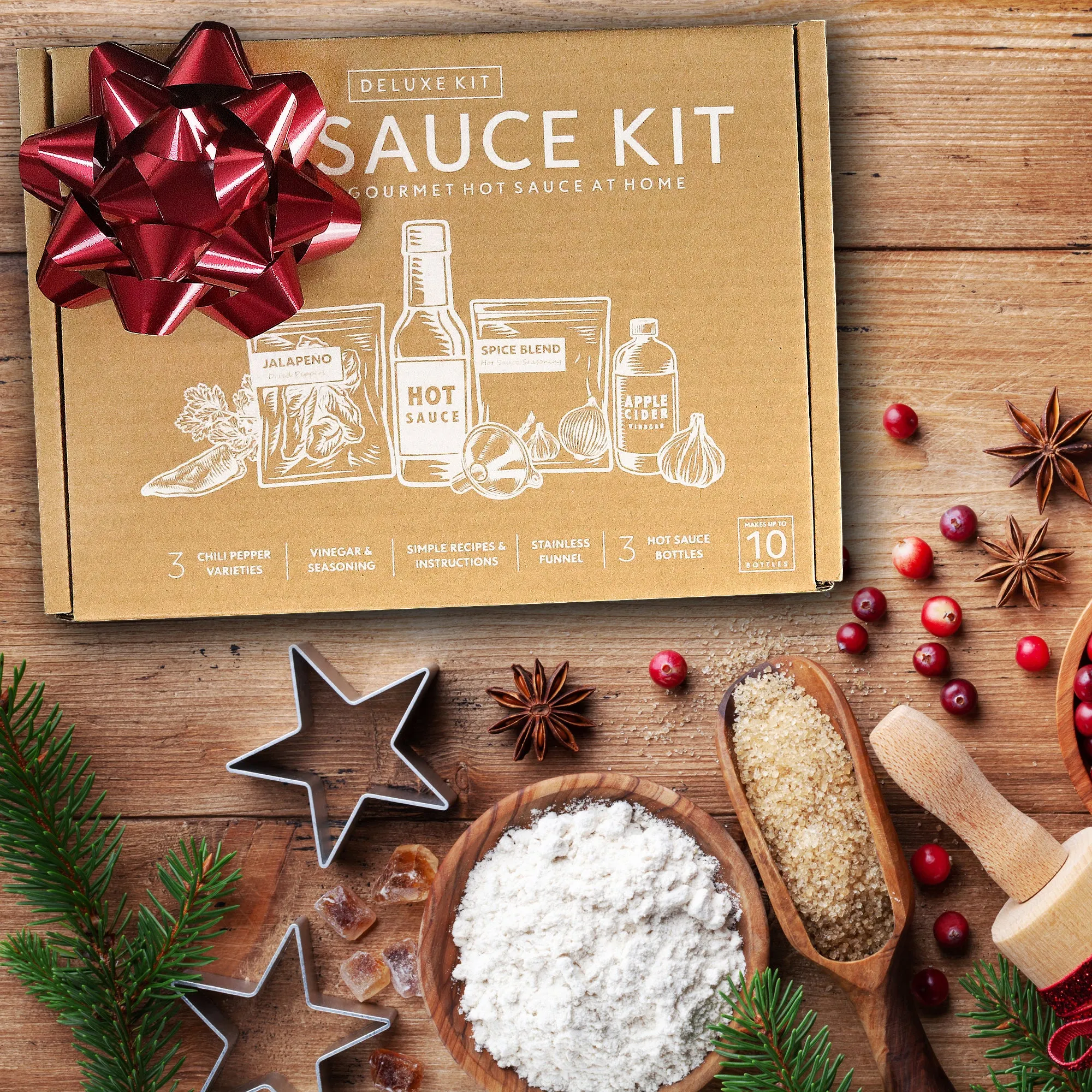 Deluxe Hot Sauce Kit, Chili Peppers, Gourmet Spice Blend, Bottles, Make your own homemade hot sauce | Corporate gifts