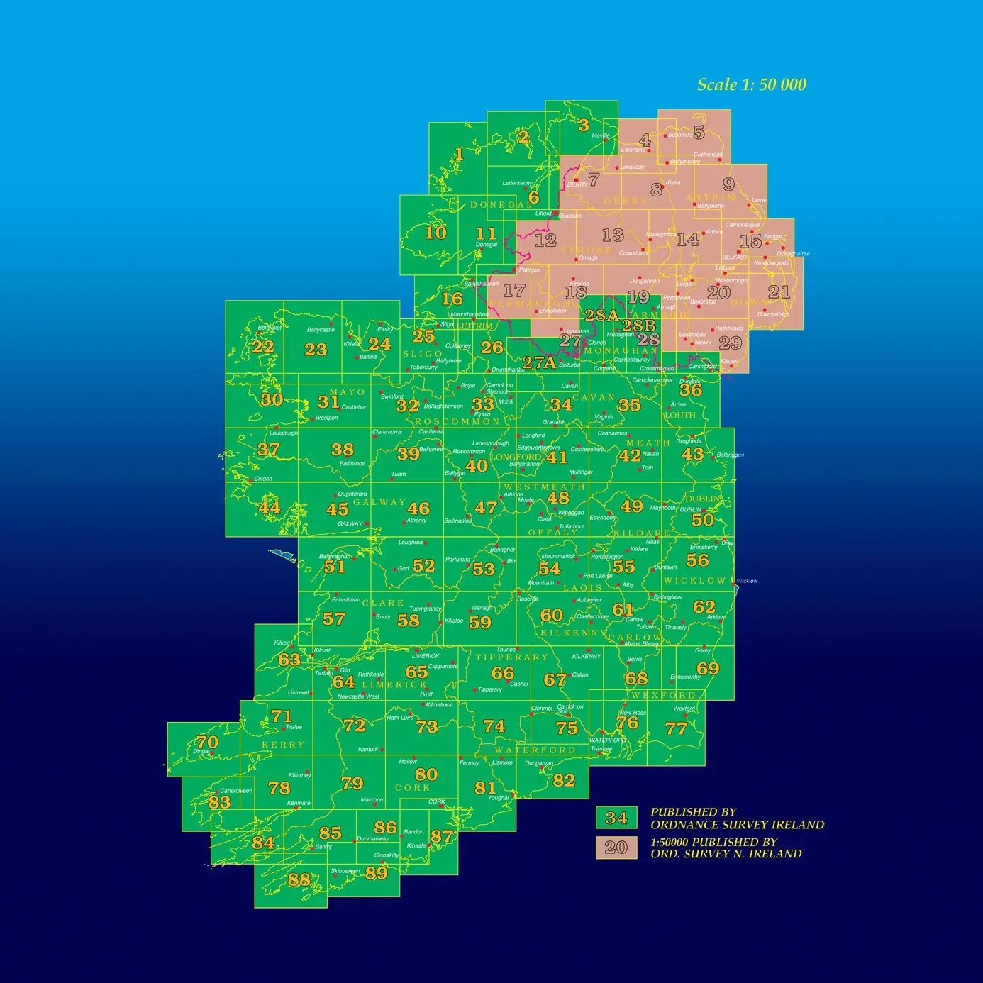 Discovery Series 84 Laminated Ordnance Survey Map Cork and Kerry OSi
