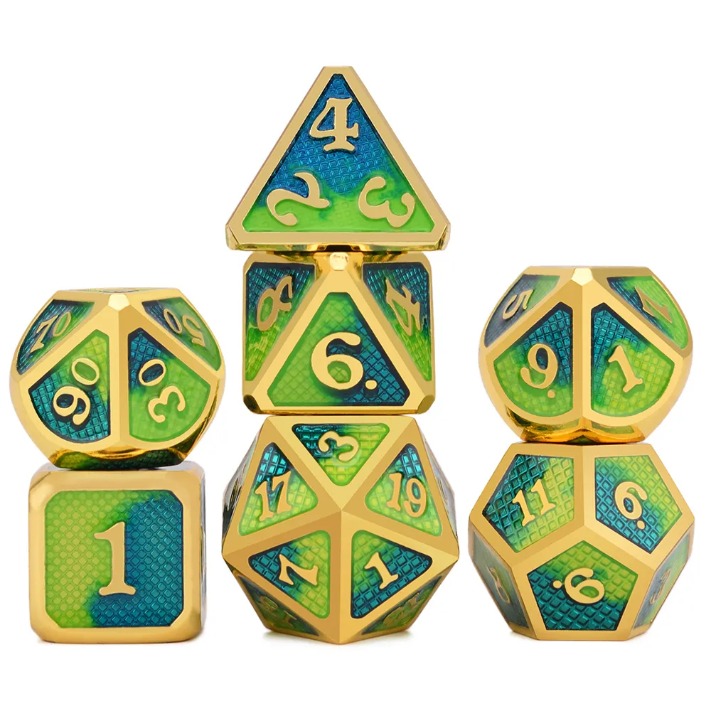 Dragon Scales Metal Dice 7pcs Set - Dragons