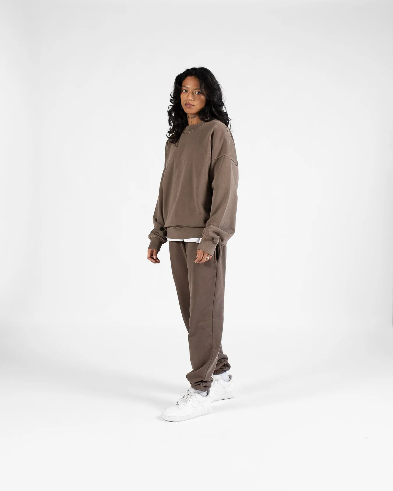 Drop Shoulder Crewneck - Vintage Brown