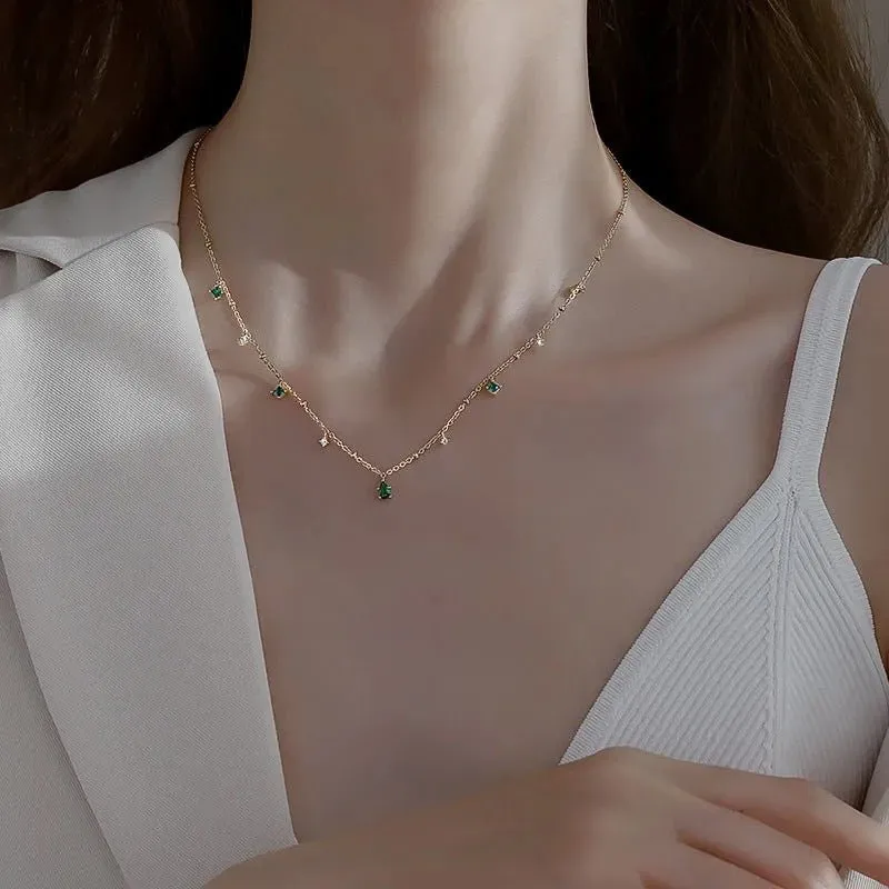 Emerald Necklace (Solid Silver)