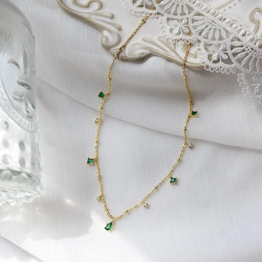 Emerald Necklace (Solid Silver)