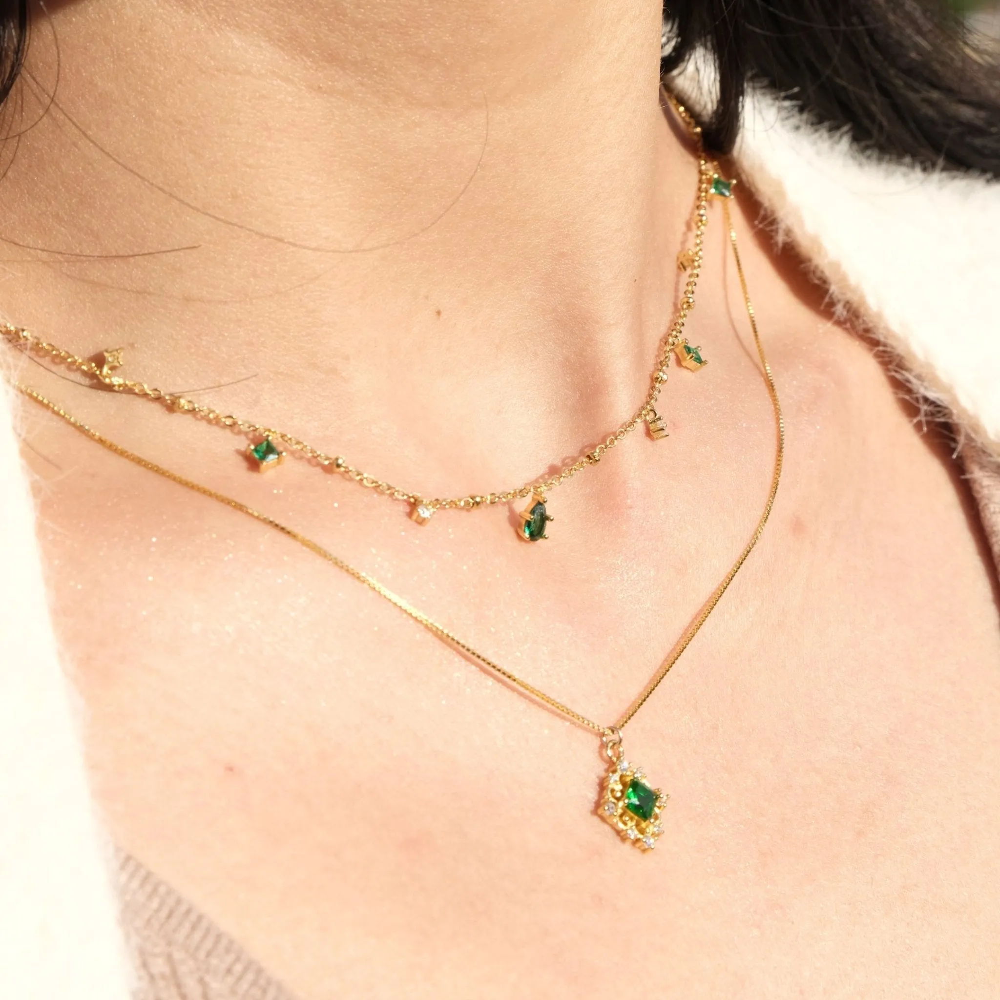 Emerald Necklace (Solid Silver)