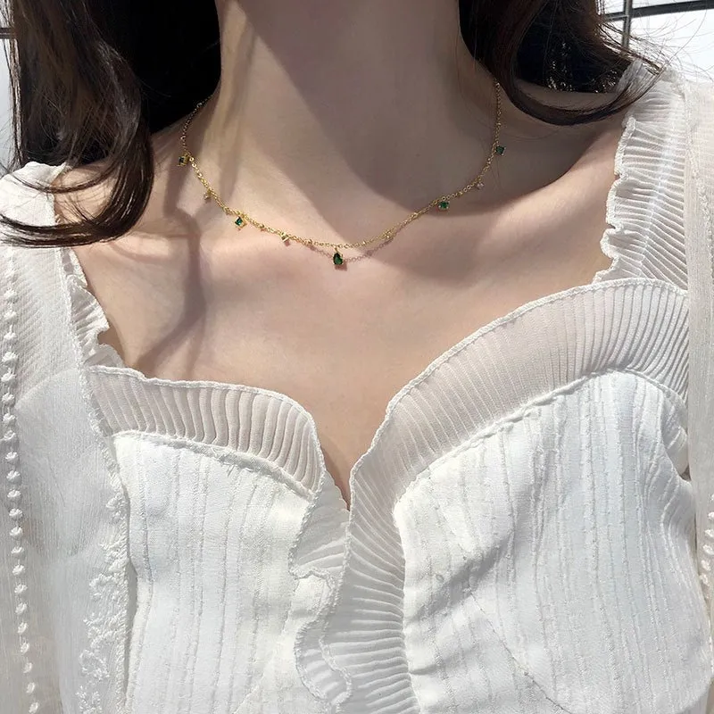 Emerald Necklace (Solid Silver)