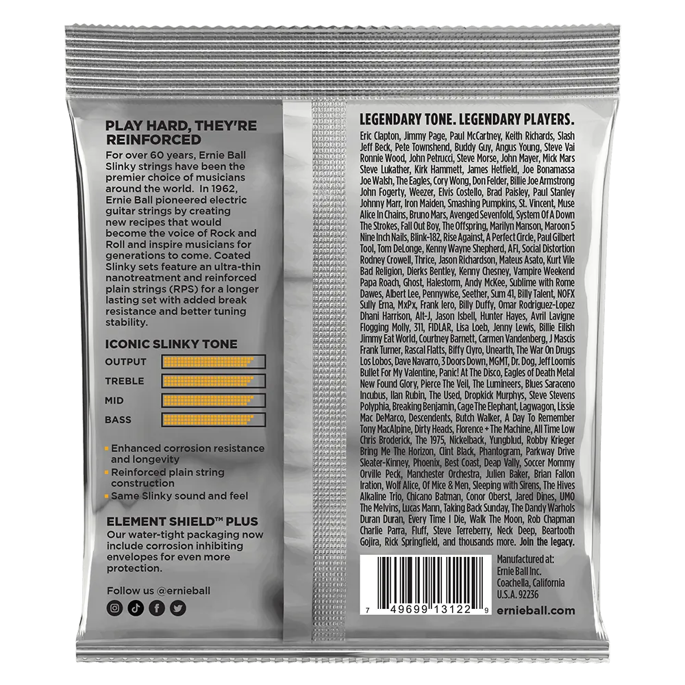 Ernie Ball Hybrid Slinky Coated Titanium RPS Electric Guitar Strings, 9-46 Gauge