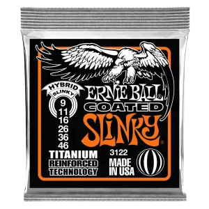 Ernie Ball Hybrid Slinky Coated Titanium RPS Electric Guitar Strings, 9-46 Gauge