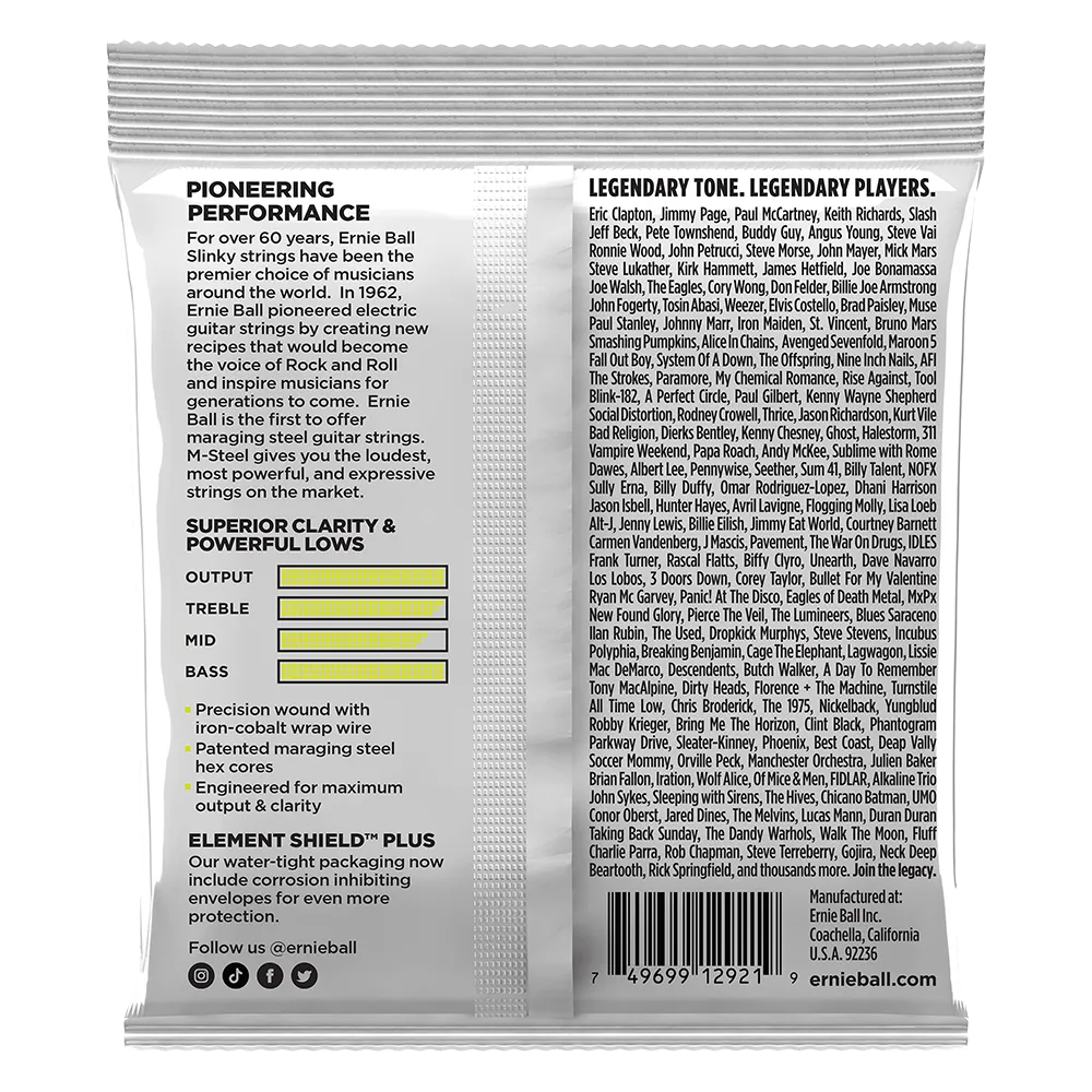 Ernie Ball Regular Slinky M-Steel Electric Guitar Strings, 10-52 Gauge