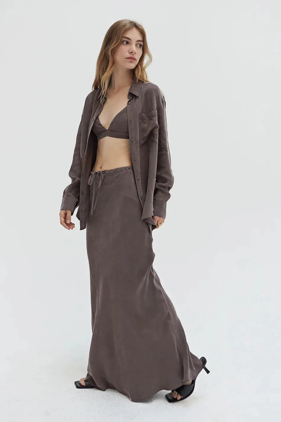 Espresso Cupro Skirt