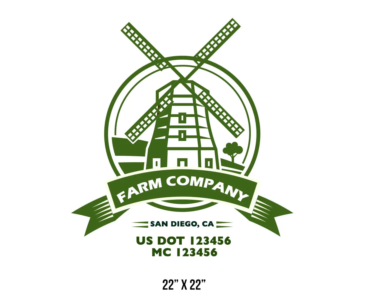 Farm Company Name Truck Decal (USDOT), 2 Pack