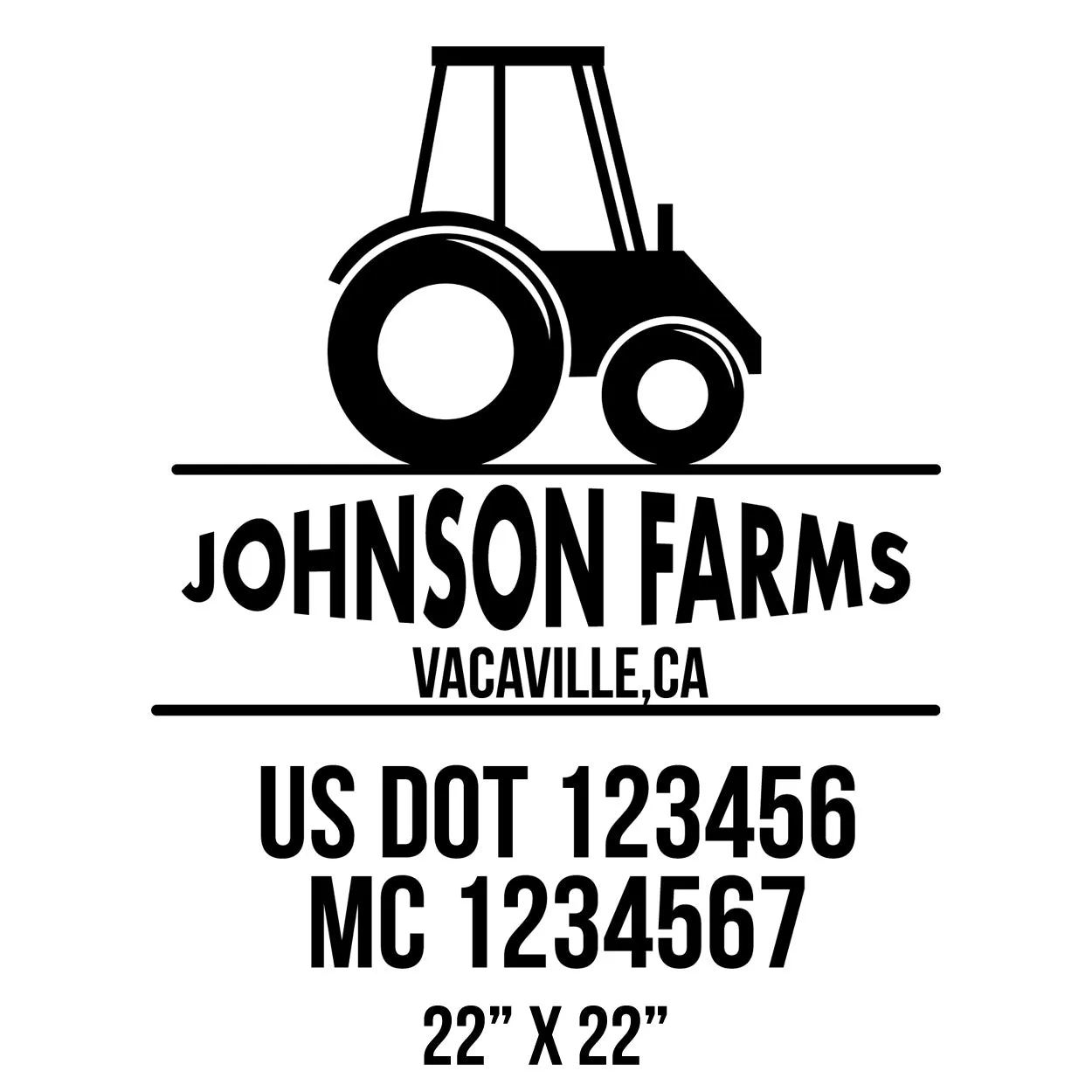 Farm Company Name Truck Decal (USDOT), 2 Pack