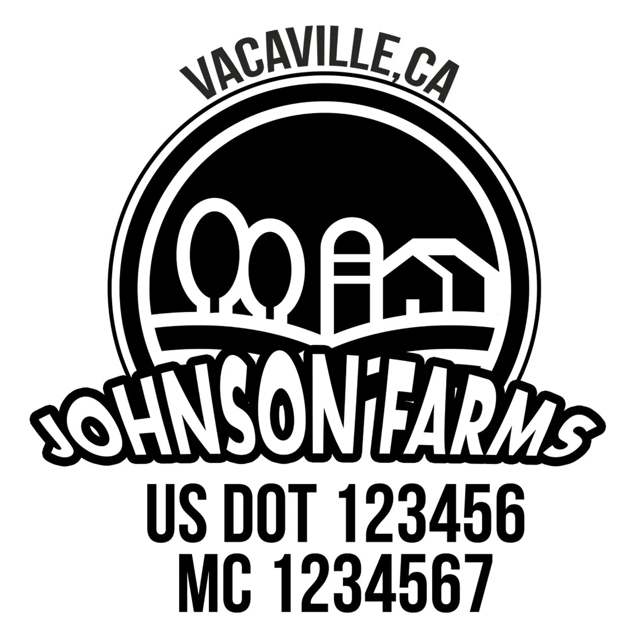 Farm Company Name Truck Decal (USDOT), 2 Pack
