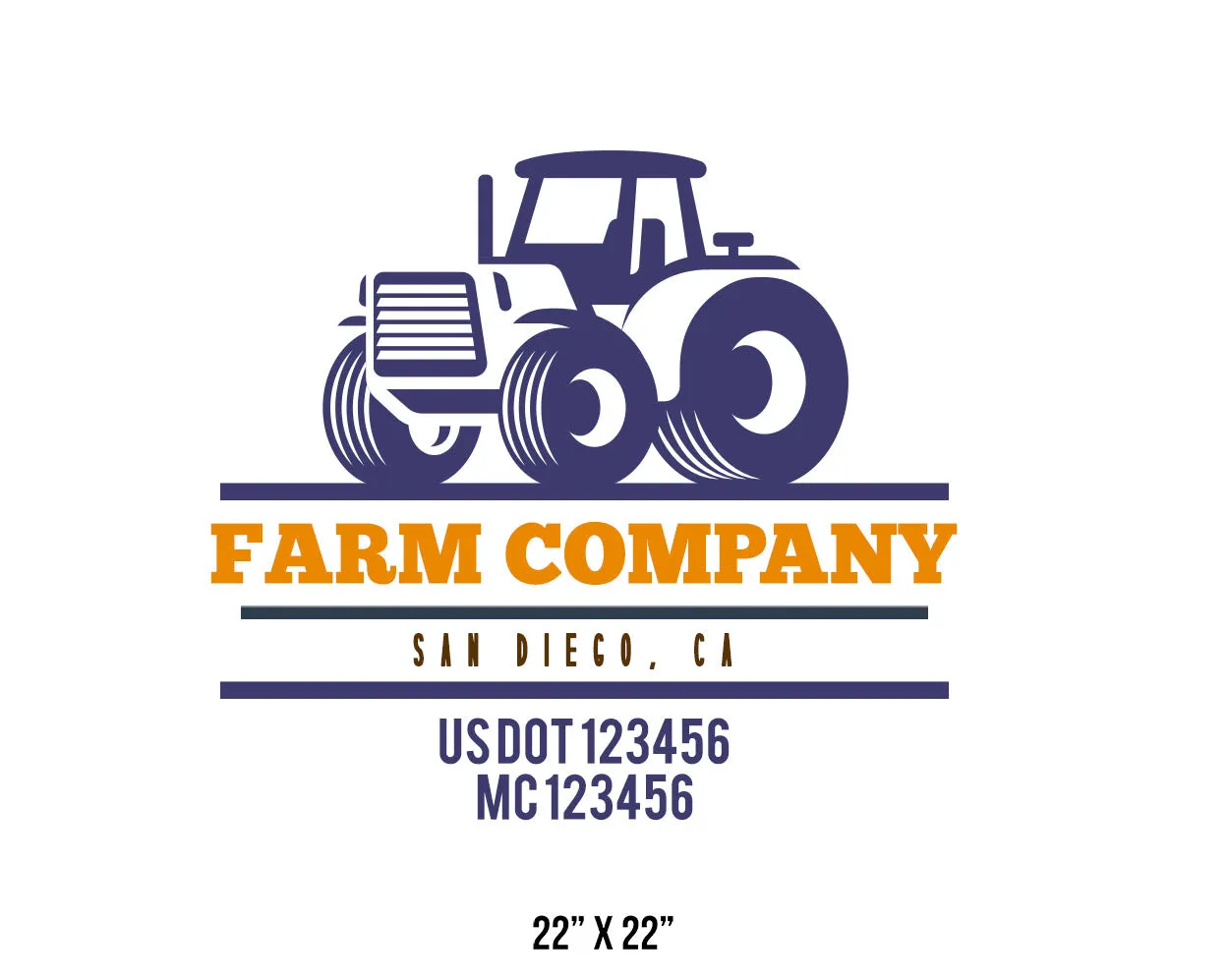 Farm Company Name Truck Decal (USDOT), 2 Pack