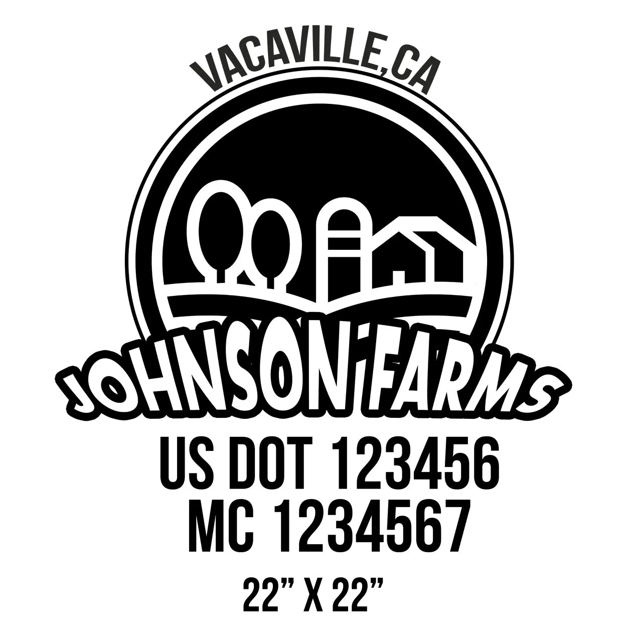 Farm Company Name Truck Decal (USDOT), 2 Pack