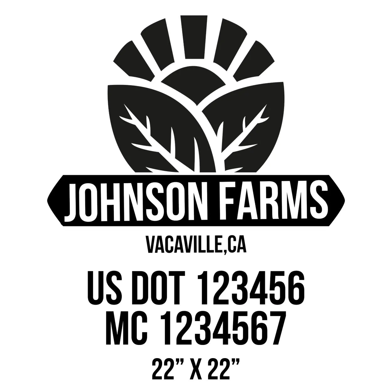 Farm Company Name Truck Decal (USDOT), 2 Pack