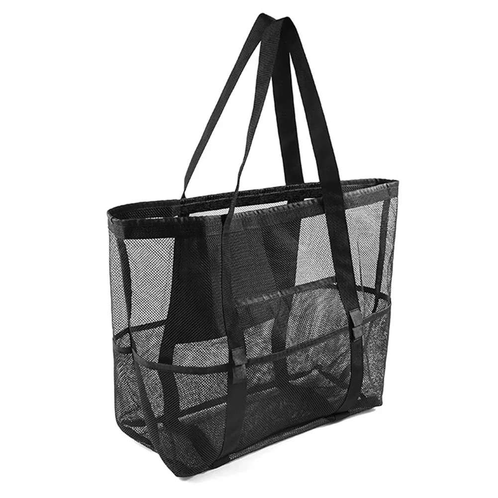 Fashion Toy Storage Bag 40L Large Capacity Top Zip Casual Shopping Bag with 8 Pockets Outdoor Summer Travel Handbag