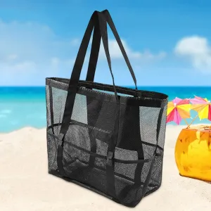 Fashion Toy Storage Bag 40L Large Capacity Top Zip Casual Shopping Bag with 8 Pockets Outdoor Summer Travel Handbag