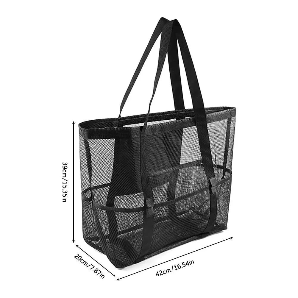 Fashion Toy Storage Bag 40L Large Capacity Top Zip Casual Shopping Bag with 8 Pockets Outdoor Summer Travel Handbag