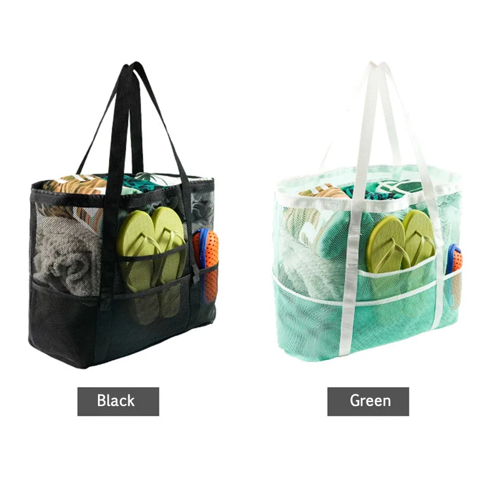 Fashion Toy Storage Bag 40L Large Capacity Top Zip Casual Shopping Bag with 8 Pockets Outdoor Summer Travel Handbag