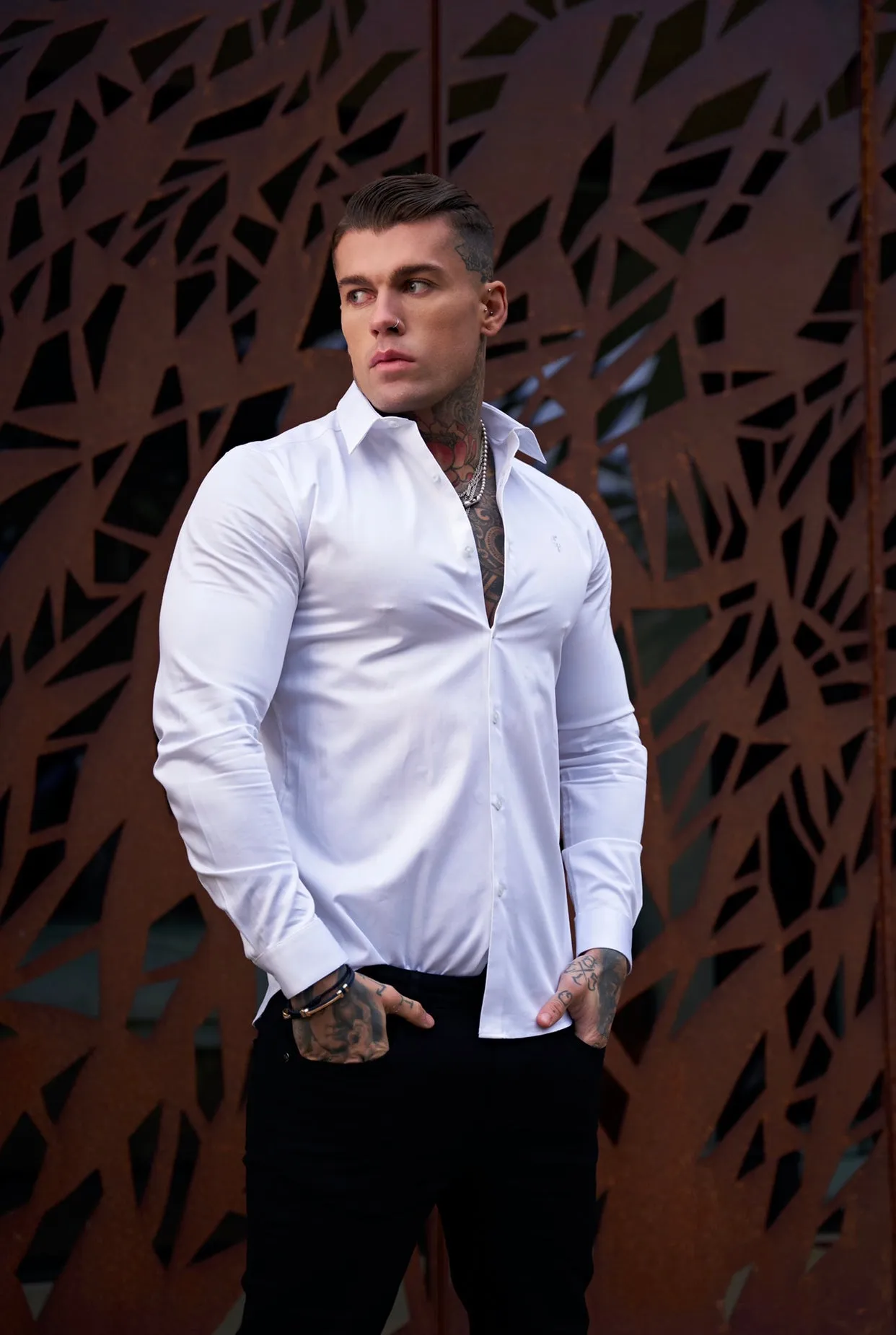 Father Sons Classic White Luxe Egyptian Cotton Relaxed Fit- FSR194