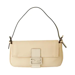 Fendi Ivory Woven Leather Baguette Bag