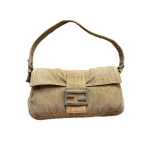 Fendi Tan Corduroy Baguette Bag