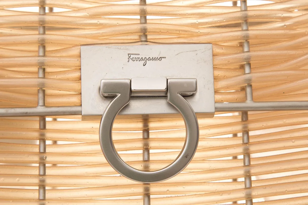 Ferragamo Clear Woven Plastic Top Handle Handbag