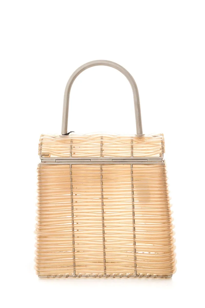 Ferragamo Clear Woven Plastic Top Handle Handbag