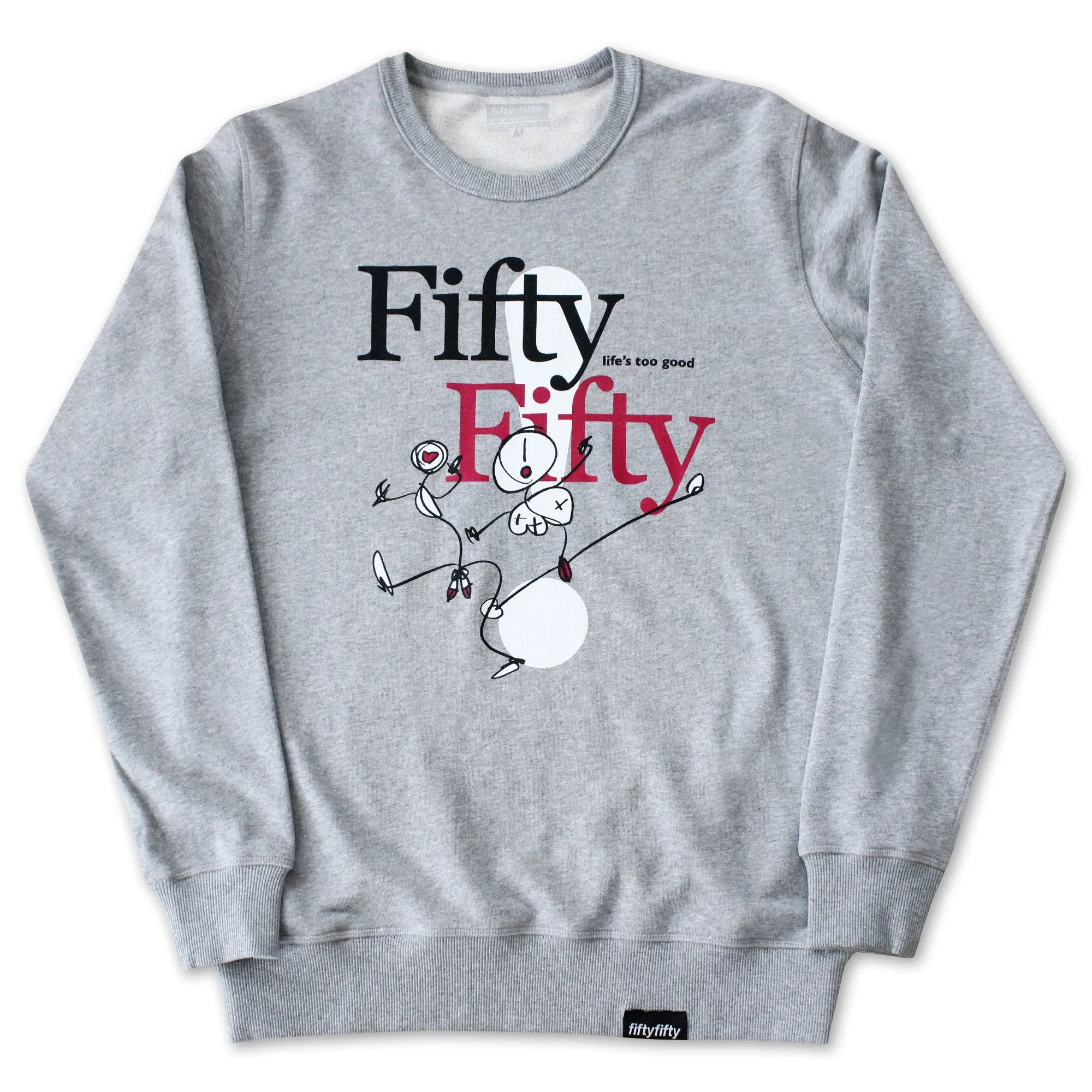 Fifty Fifty Life's Too Good Premium Crewneck Heather Grey