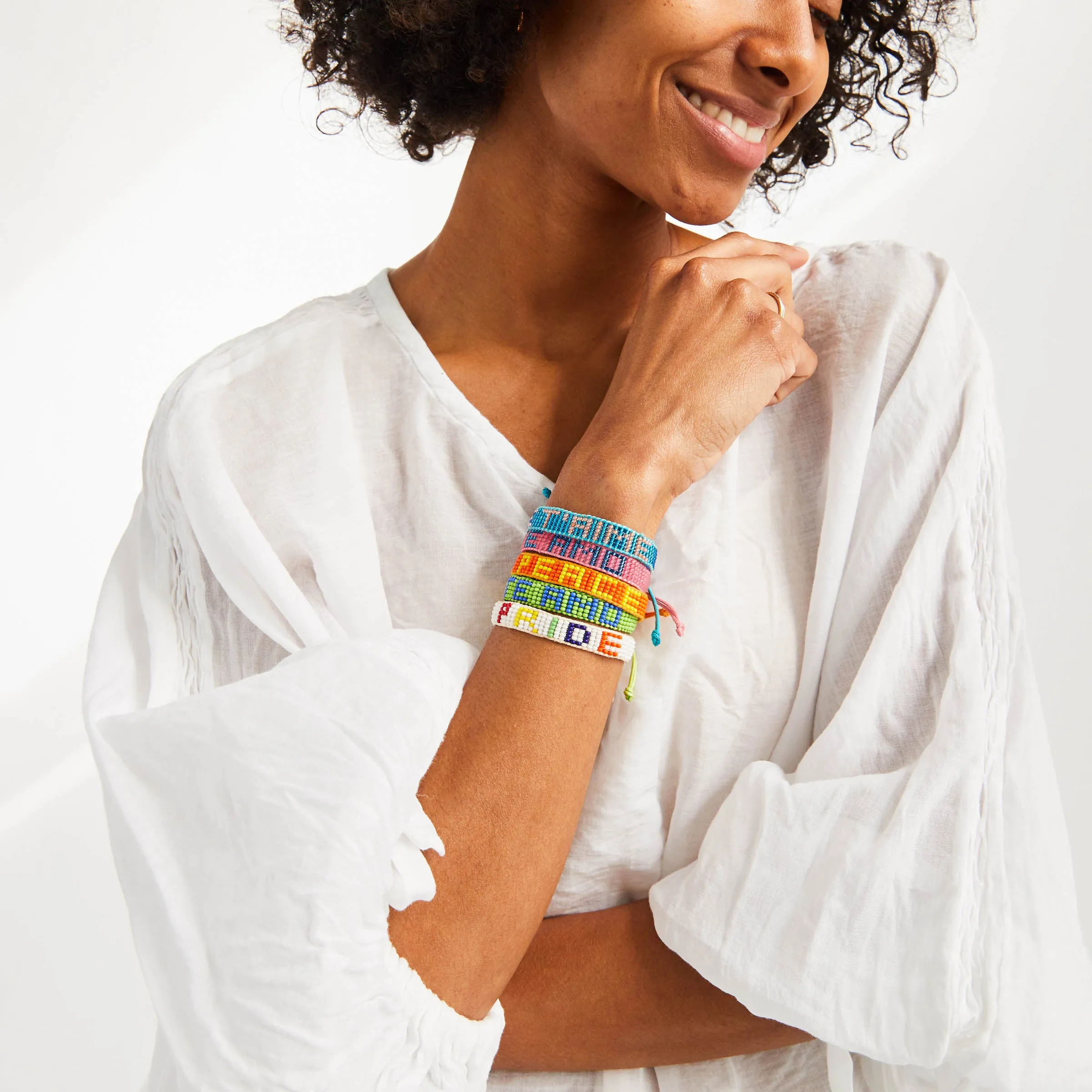 FINAL SALE: Woven Triangle Bracelet - Lime/Turquoise