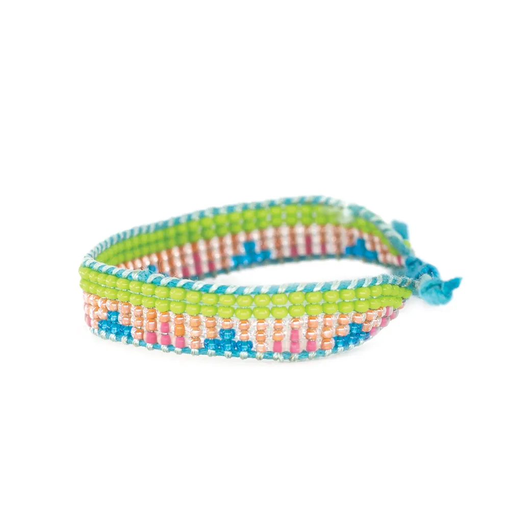 FINAL SALE: Woven Triangle Bracelet - Lime/Turquoise