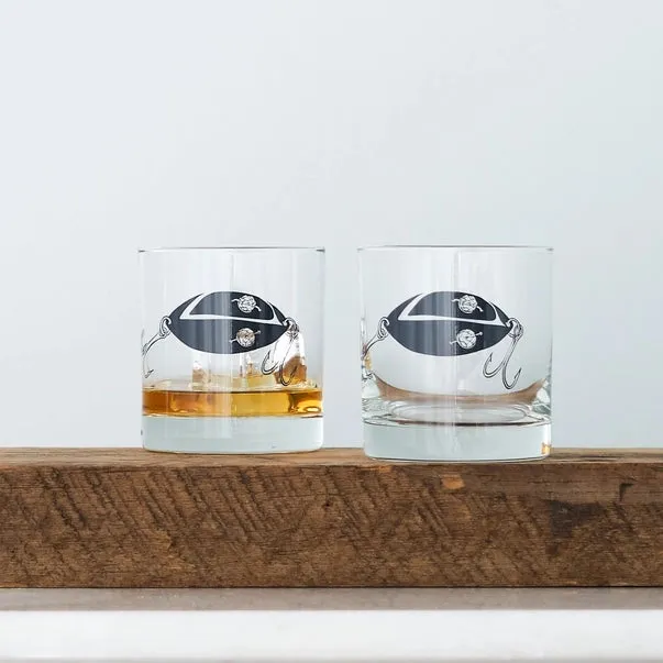 Fishing Lure Rocks Glass