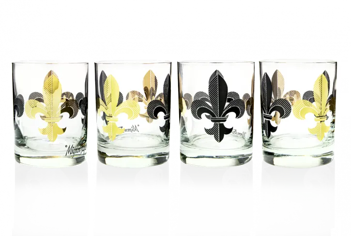 Fleur De Lis Black & Gold Glasses