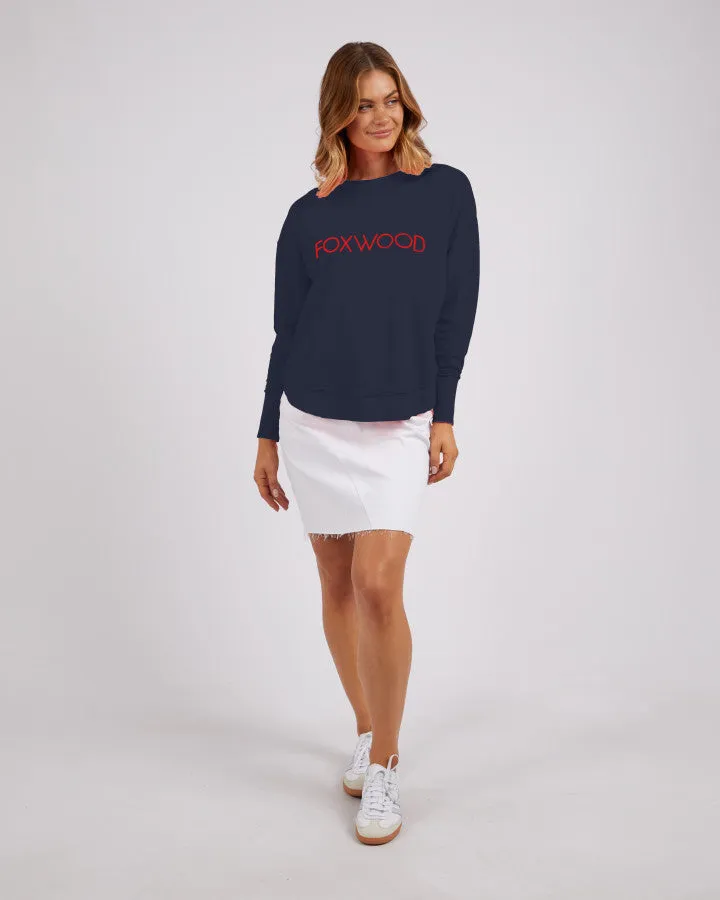 Foxwood Simplified Metallic Crew - Navy/Red
