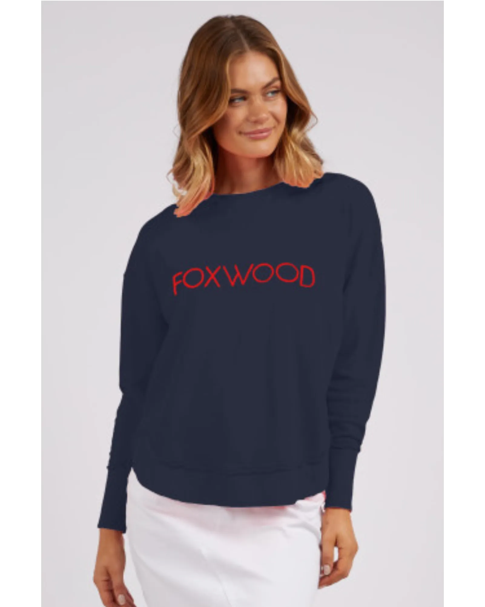 Foxwood Simplified Metallic Crew - Navy/Red