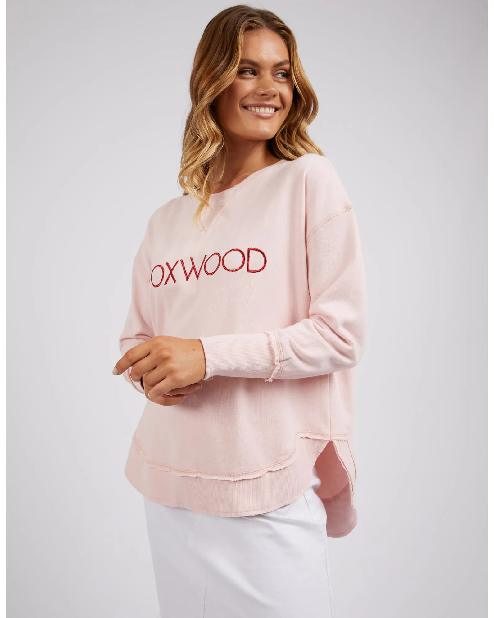 Foxwood Simplified Metallic Crew - Pale Pink/Red