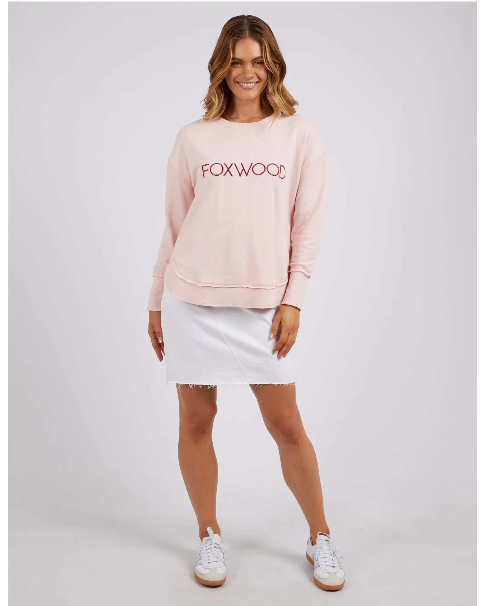 Foxwood Simplified Metallic Crew - Pale Pink/Red