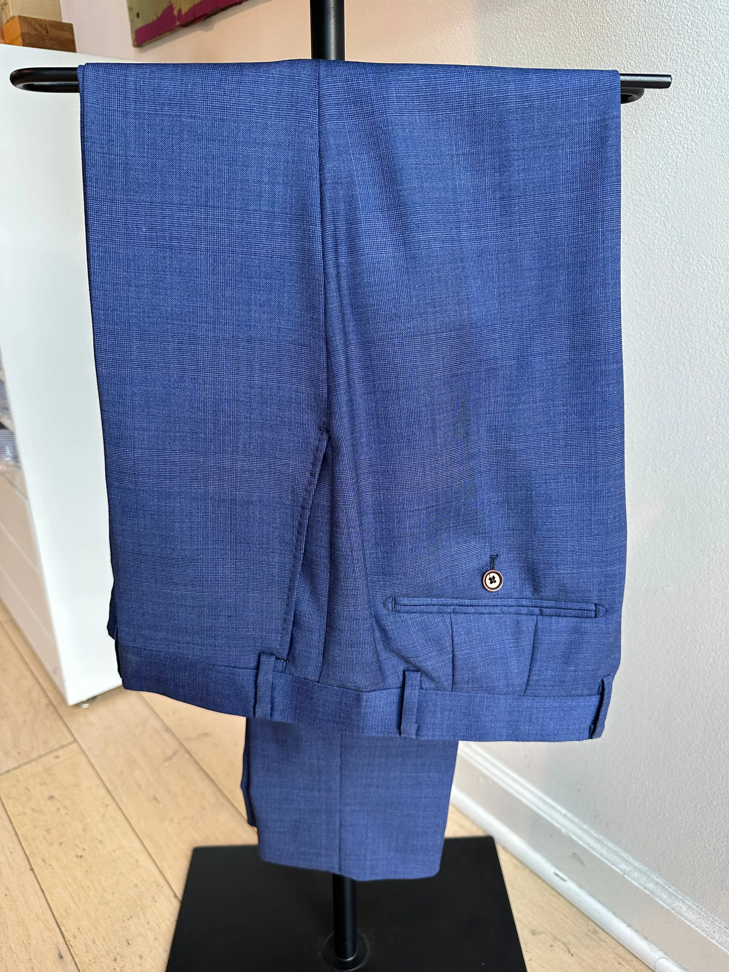 French Blue Glen Plaid Premium Suit Pants