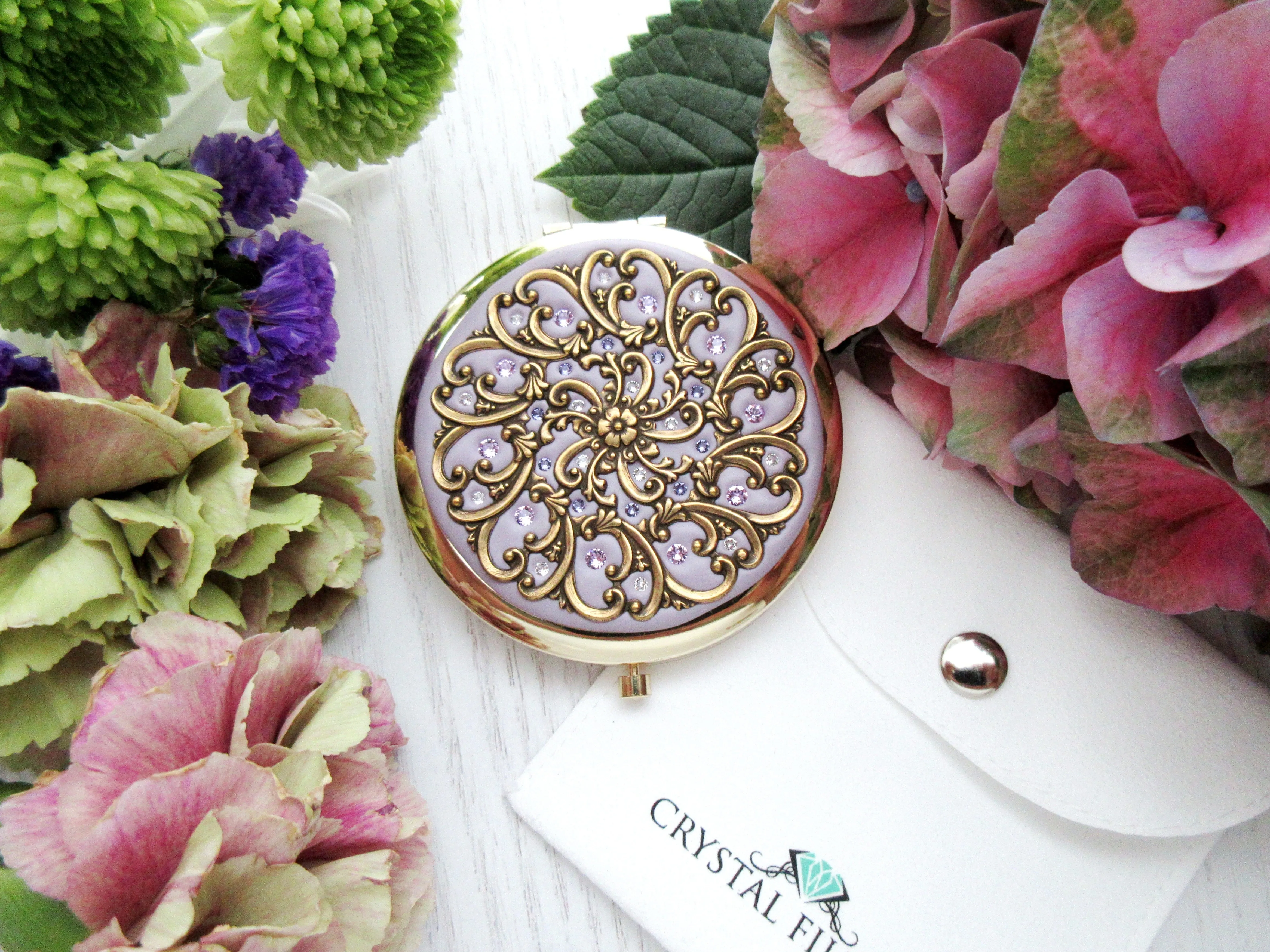 Gold Filigree Compact Mirror
