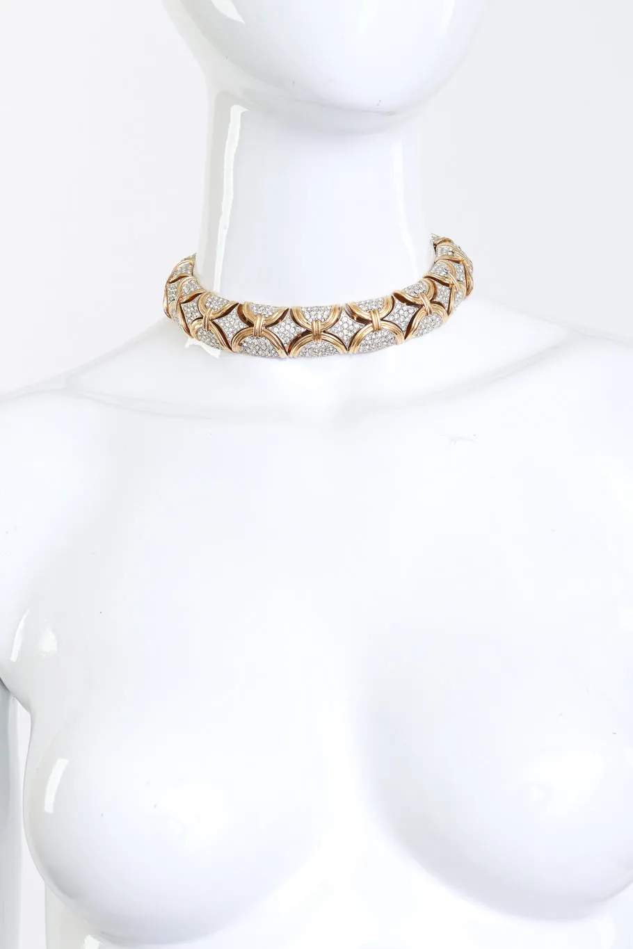 Golden Arc Crystal Contour Collar Necklace