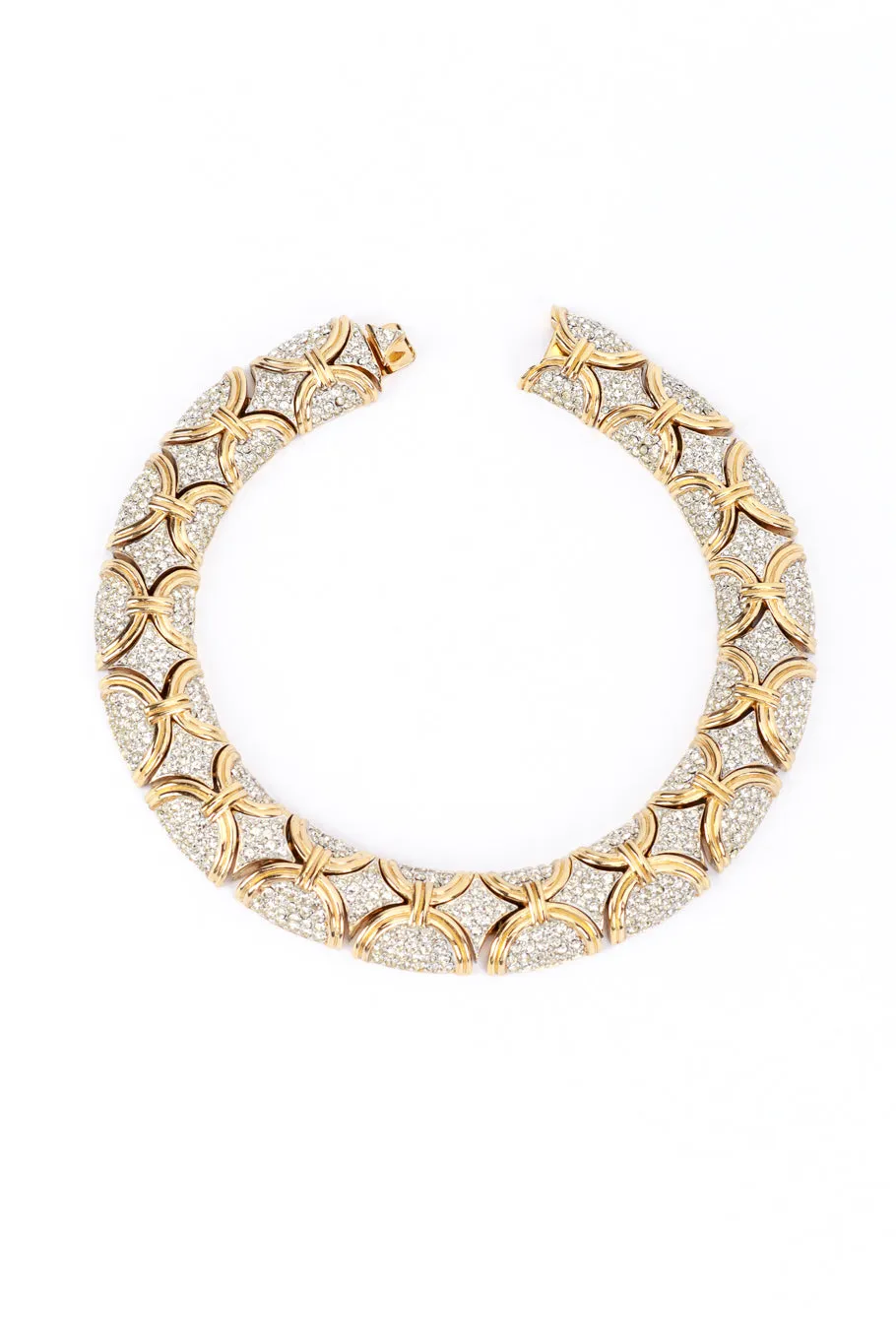 Golden Arc Crystal Contour Collar Necklace